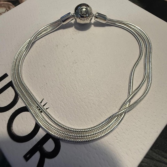 Authentic Pandora Sterling Silver MULTI STRAND BRACELET, 21CM CLOSEOUT - Picture 1 of 6